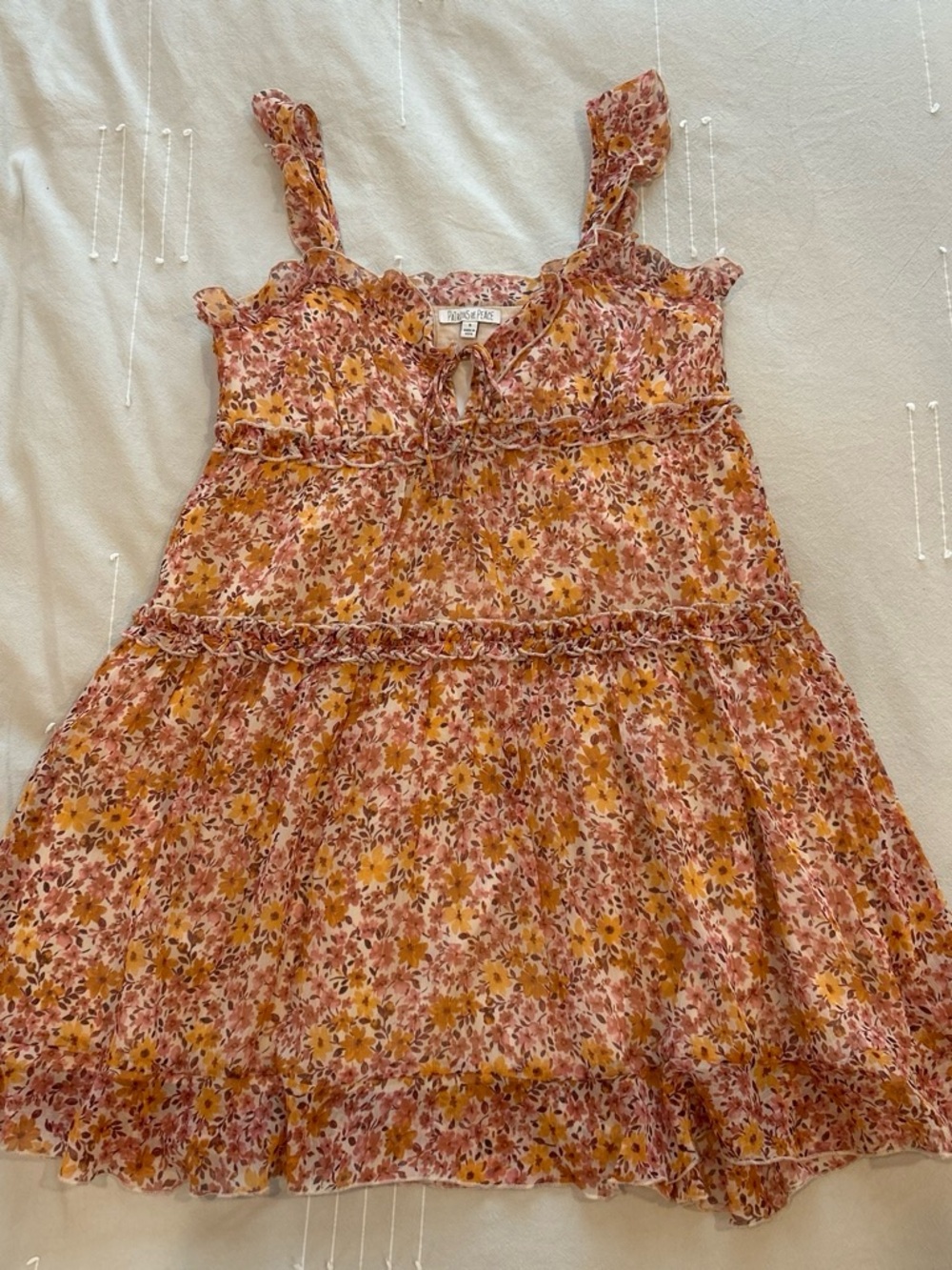 Patrons of Peace Floral Tiered Sundress in Pink & Mustard
